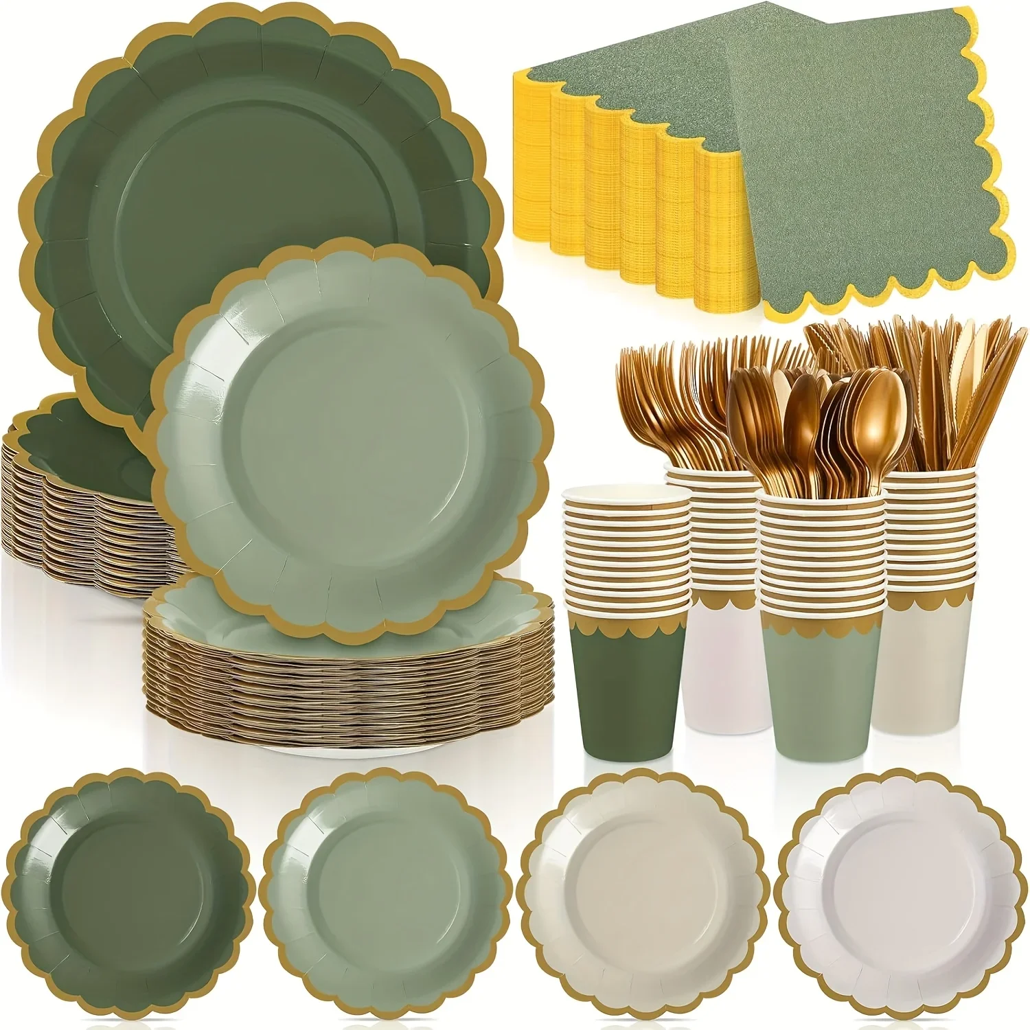 DDHOME 338pcs Sage Green Plates And Napkins Party Supplies for Guests Sage Green Tableware Include Scalloped Plates Paper Napkin Cup Sp
DDHOME 338pcs Sage Green Plates And Napkins Party Supplies for Guests Sage Green Tableware Include Scalloped Plates Paper Napkin Cup Sp