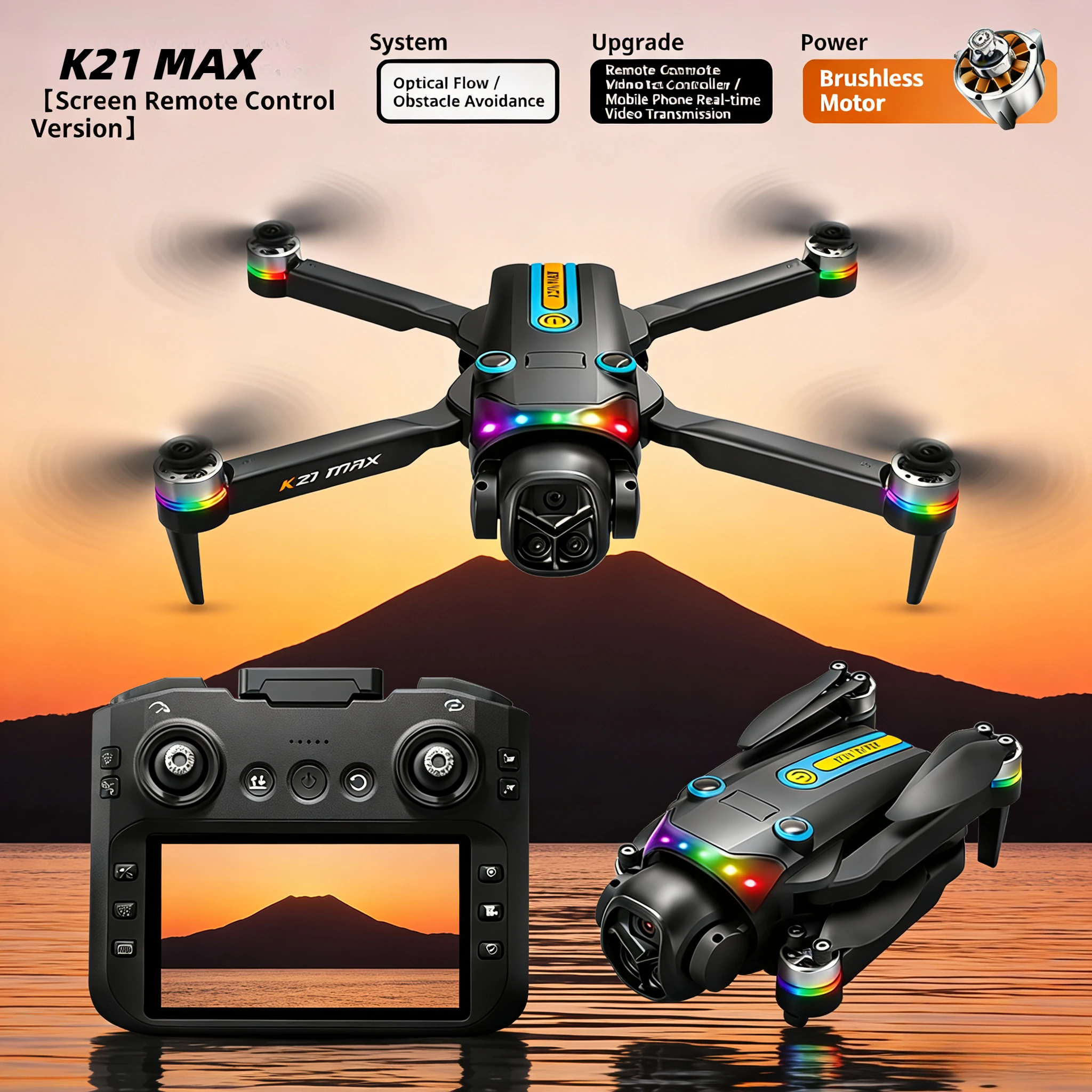 The latest December model K21MAX screen-controlled drone, high-definition aerial photography quadcopter LED banner light
The latest December model K21MAX screen-controlled drone, high-definition aerial photography quadcopter LED banner light
