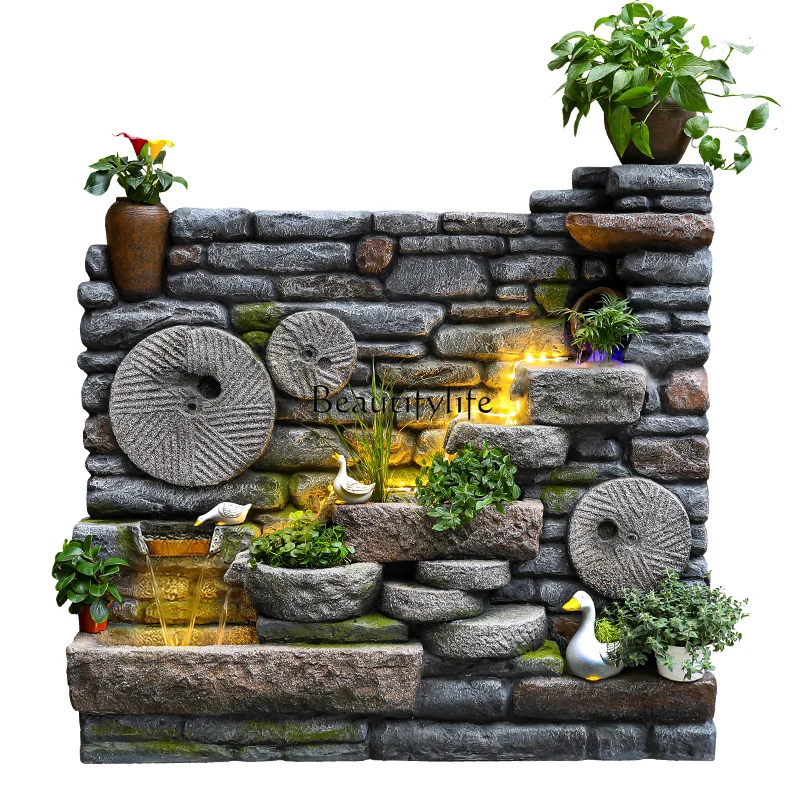 Floor-to-ceiling rockery flowing water fountain water curtain wall courtyard fish pond decoration
Floor-to-ceiling rockery flowing water fountain water curtain wall courtyard fish pond decoration
