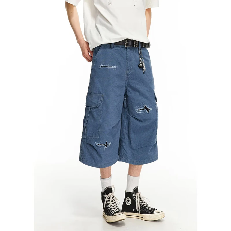 American Style Retro Hole Work Pants Man's Summer Loose Wide Leg Straight Cut Seven Pockets Casual Trousers Jeans
American Style Retro Hole Work Pants Man's Summer Loose Wide Leg Straight Cut Seven Pockets Casual Trousers Jeans