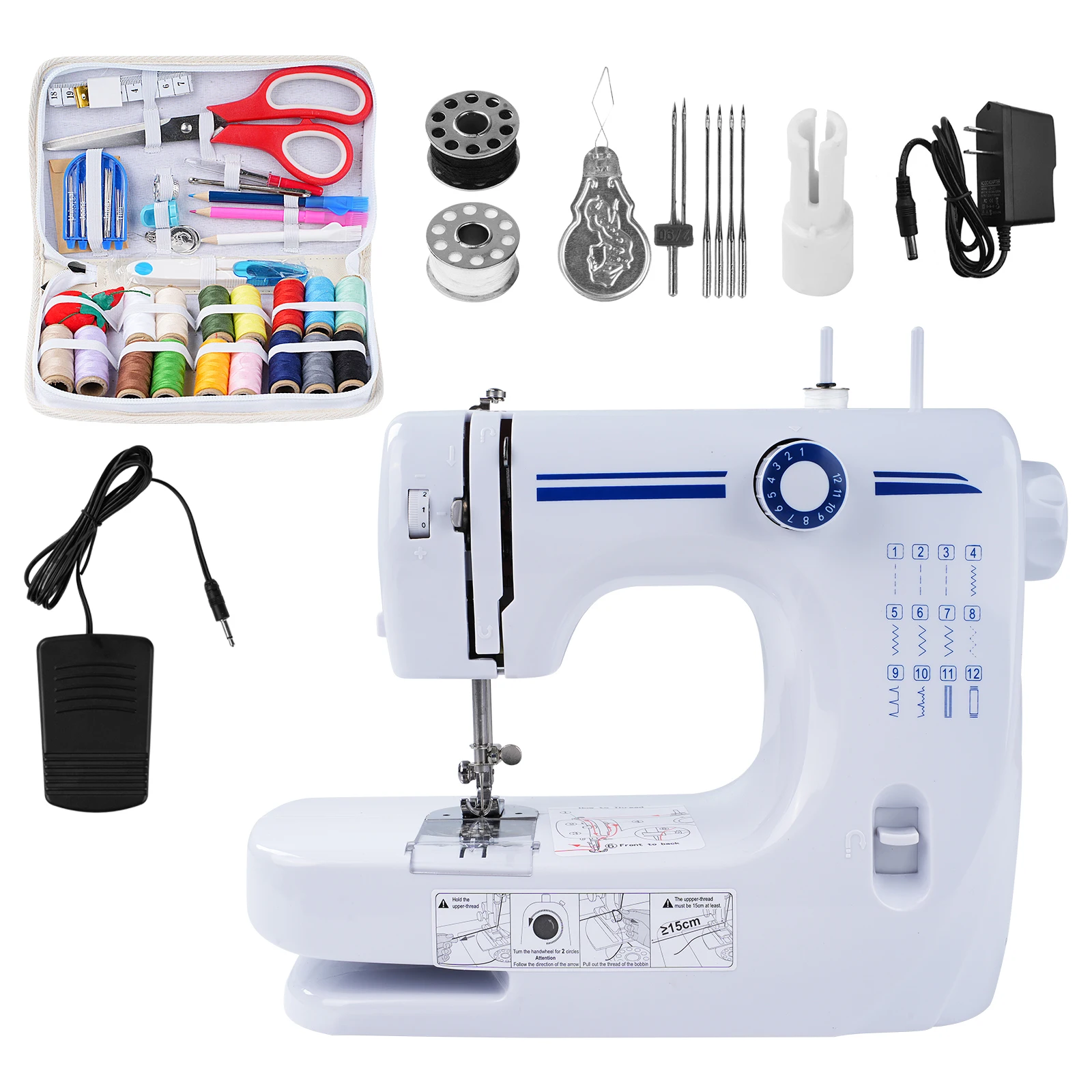608A Mini Sewing Machine Electric 12 Stitches Sewing Machine with Foot Pedal Sewing Kit US Plug Portable Sewing Machine
608A Mini Sewing Machine Electric 12 Stitches Sewing Machine with Foot Pedal Sewing Kit US Plug Portable Sewing Machine