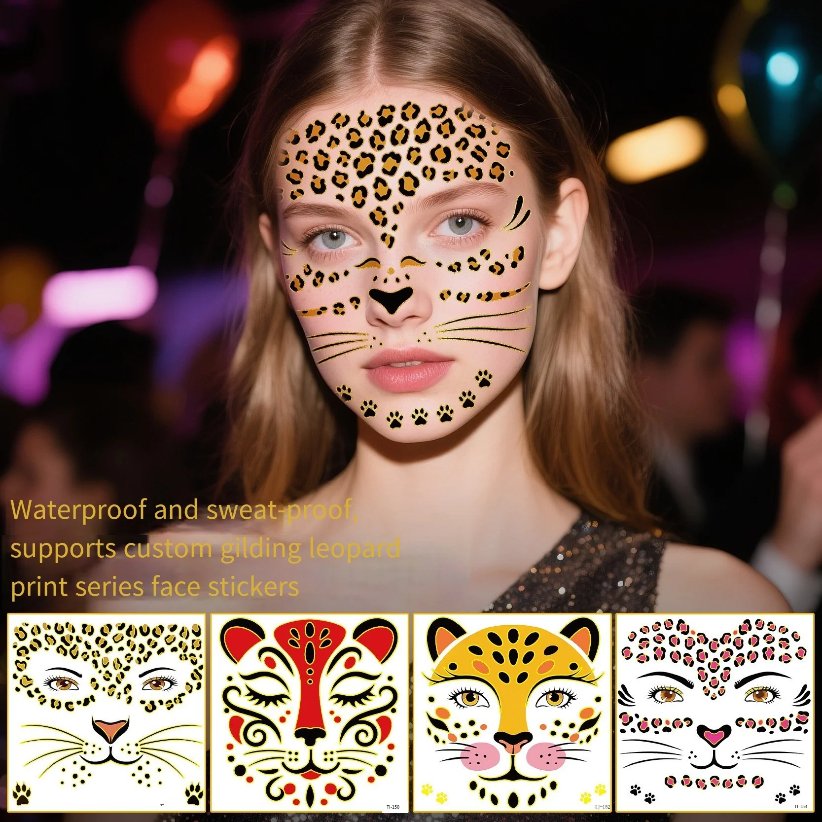 3 Sheets Hot Stamping Leopard Print Tattoo Sticker Metal Halloween Music Festival Party Stage Makeup Temporary Face Stickers
3 Sheets Hot Stamping Leopard Print Tattoo Sticker Metal Halloween Music Festival Party Stage Makeup Temporary Face Stickers