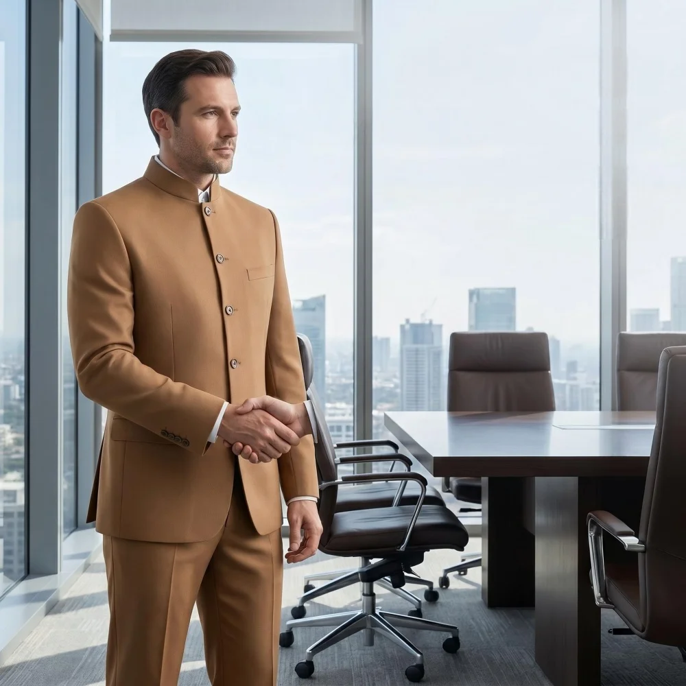 2 Pieces Men's Suits Zhongshan Stand Collar Single Breasted Slim Fit Business Men's Suits For Wedding(Blazer+Pants)
2 Pieces Men's Suits Zhongshan Stand Collar Single Breasted Slim Fit Business Men's Suits For Wedding(Blazer+Pants)