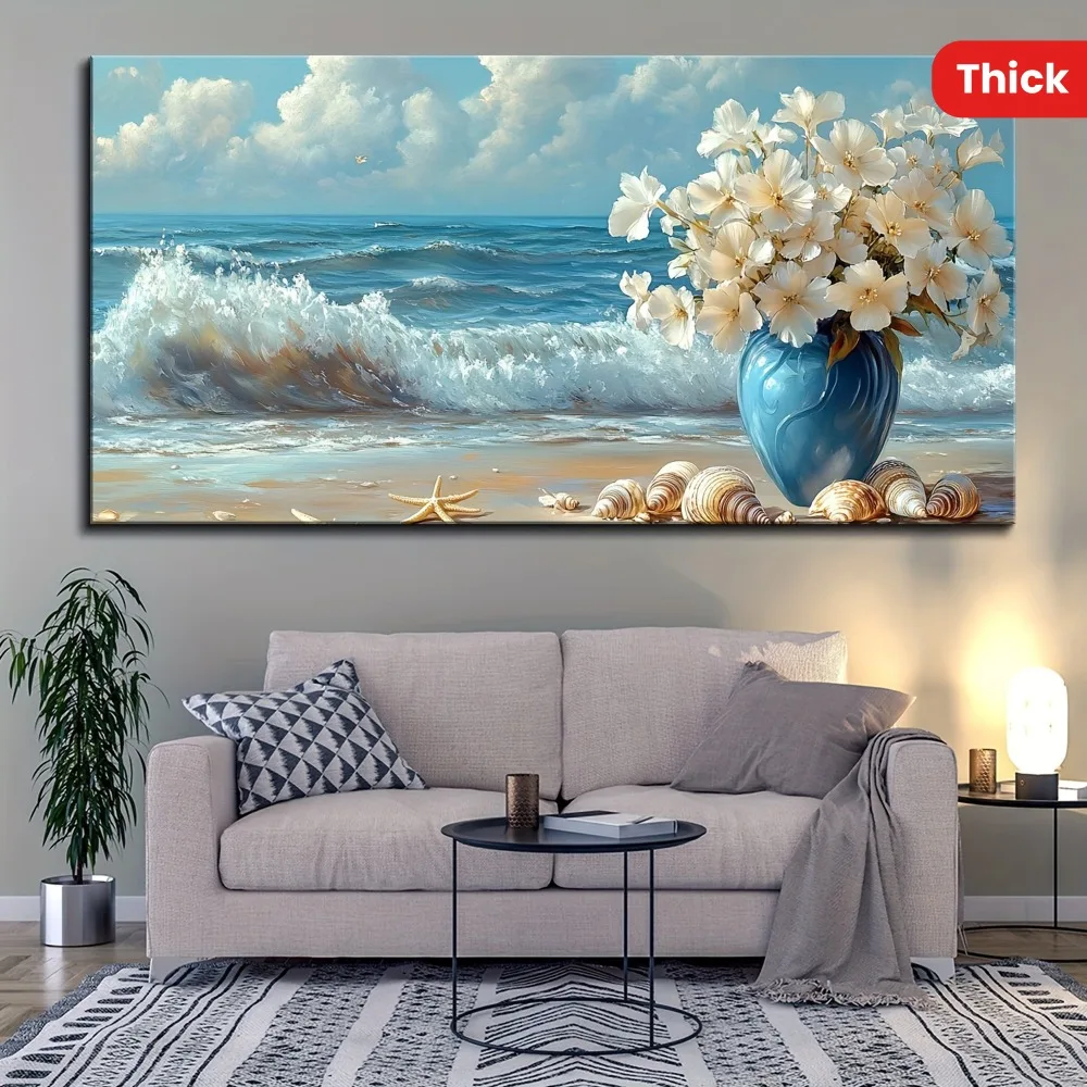1.5 inch thick pine solid wood frame, large living room mural, seascapes, coastal vases, suitable for interior decoration
1.5 inch thick pine solid wood frame, large living room mural, seascapes, coastal vases, suitable for interior decoration