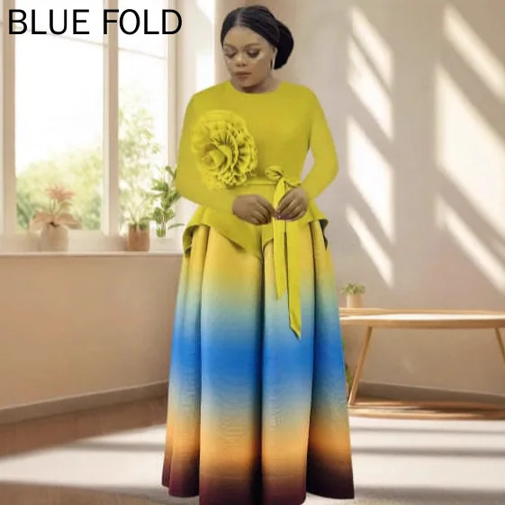 MIYAKE African Rainbow Print Plus Size Women's Fashion 3D Flower Irregular Top and Loose Skirt Set Two Peice Set for Women Sets
MIYAKE African Rainbow Print Plus Size Women's Fashion 3D Flower Irregular Top and Loose Skirt Set Two Peice Set for Women Sets