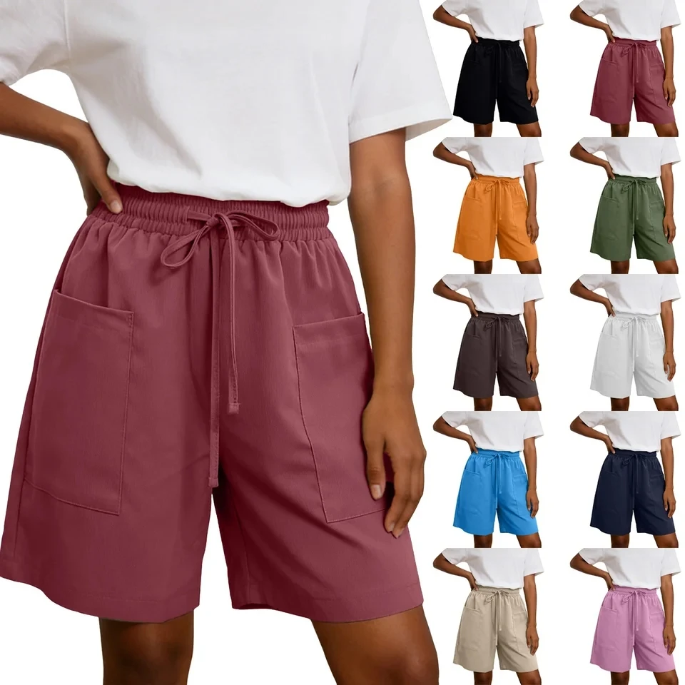 Summer Casual Cotton Linen Shorts Women Fashion High Waist Short Pants With Pockets Solid Color Drawstring Ladies Shorts шорты
Summer Casual Cotton Linen Shorts Women Fashion High Waist Short Pants With Pockets Solid Color Drawstring Ladies Shorts шорты