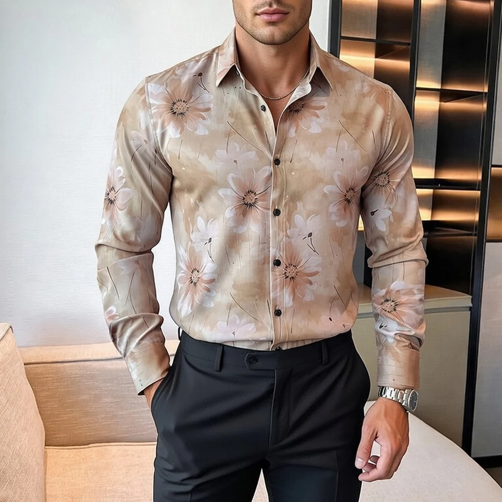 Spring Elegant Men's Long Sleeve Shirt Flower Printed Slim Fit Floral Blouses Man High Quality Casual Button Men Shirts Tops 4XL
Spring Elegant Men's Long Sleeve Shirt Flower Printed Slim Fit Floral Blouses Man High Quality Casual Button Men Shirts Tops 4XL