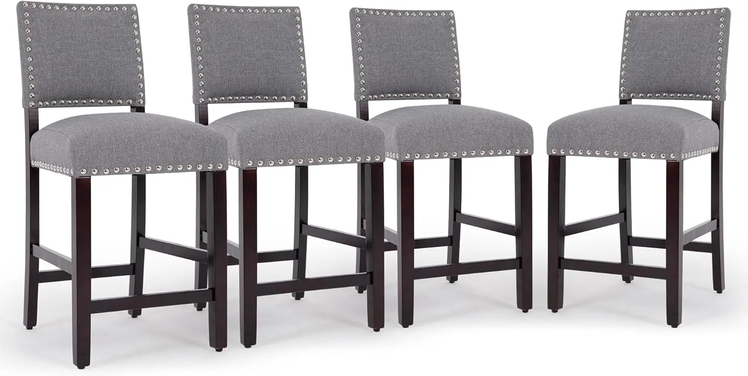Dagonhil 24 Inch Bar Stools Set Of 4, Counter Height Stools, Fabric Upholstered Barstools With Back And Wood Leg, Armless
Dagonhil 24 Inch Bar Stools Set Of 4, Counter Height Stools, Fabric Upholstered Barstools With Back And Wood Leg, Armless