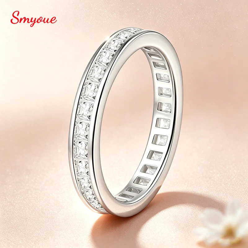 Smyoue 925 Sterling Silver Princess Cut Moissanite Ring for Women 2*2mm D Color Full Eternity Stackable Wedding Band Lab Diamond
Smyoue 925 Sterling Silver Princess Cut Moissanite Ring for Women 2*2mm D Color Full Eternity Stackable Wedding Band Lab Diamond