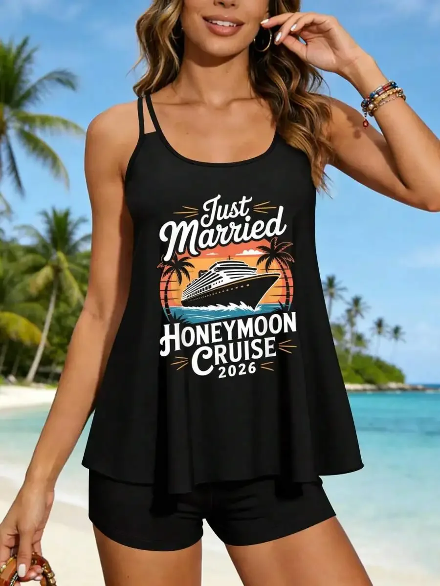 Just Married Honeymoon Cruise 2026 Womens Summer Tankini Set Casual Vacation Two Piece
Just Married Honeymoon Cruise 2026 Womens Summer Tankini Set Casual Vacation Two Piece