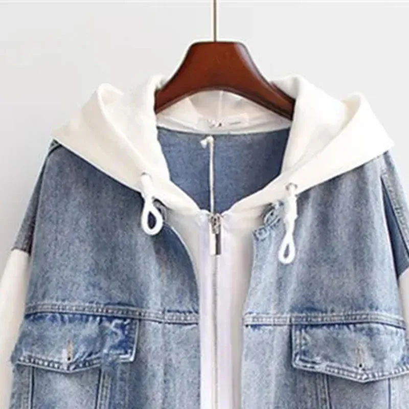 Spring Autumn Fake Two-piece Denim Hoodies Coat Women Trend Cardigan Hoodie Casual Loose Hooded Baseball Jacket Streetwear Woman
Spring Autumn Fake Two-piece Denim Hoodies Coat Women Trend Cardigan Hoodie Casual Loose Hooded Baseball Jacket Streetwear Woman