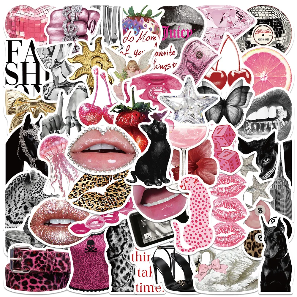 50 popular Pink Punk stickers for DIY decoration on suitcases, laptops, guitars, skateboards and mobile phones
50 popular Pink Punk stickers for DIY decoration on suitcases, laptops, guitars, skateboards and mobile phones