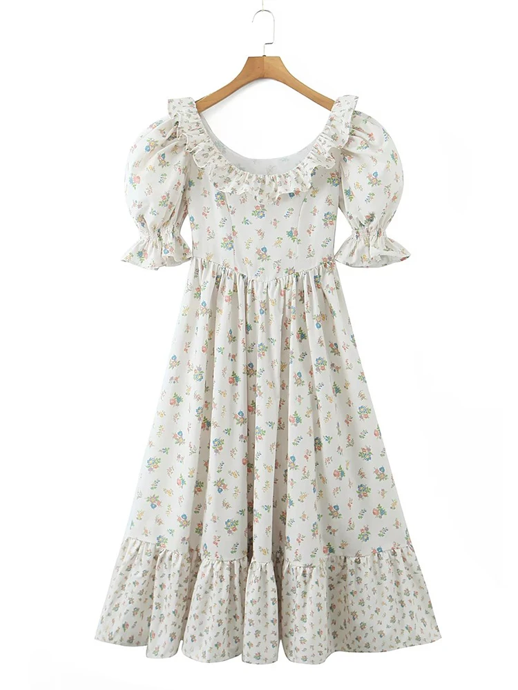 YENKYE Women Sweet Wood Ears O Neck Floral Print Dress Vintage Puff Sleeve Female Holiday Summer Dress Midi Robe
YENKYE Women Sweet Wood Ears O Neck Floral Print Dress Vintage Puff Sleeve Female Holiday Summer Dress Midi Robe