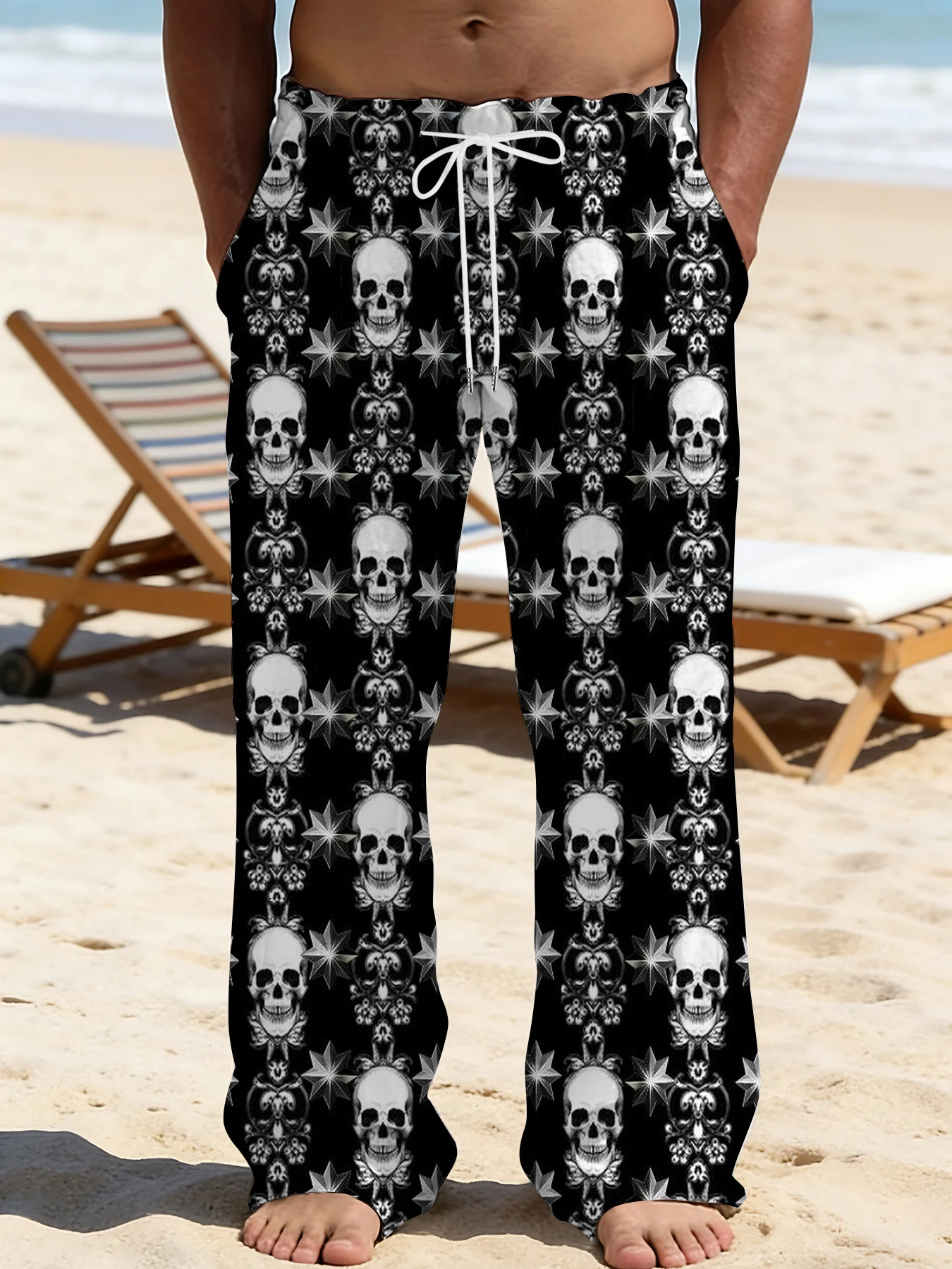 2026 Men's Printed Straight Leg Pants Abstract Wave Design Drawstring Waist Loose Fit Summer Beach Casual Lightweight Trousers
2026 Men's Printed Straight Leg Pants Abstract Wave Design Drawstring Waist Loose Fit Summer Beach Casual Lightweight Trousers