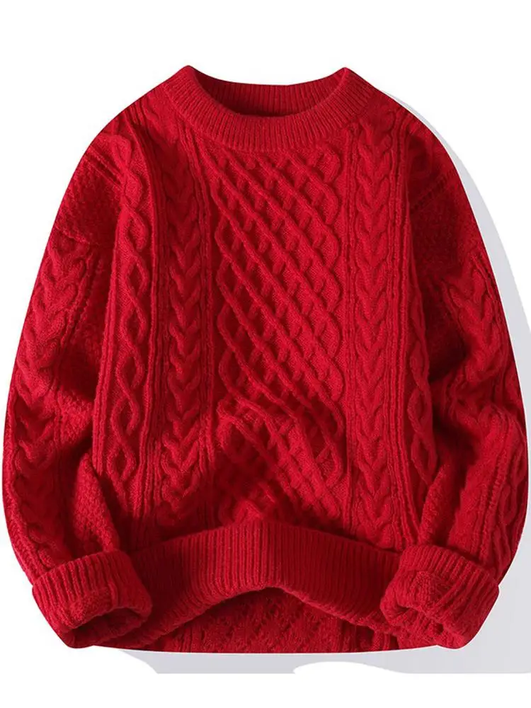 Красный вязаный свитер мужской зимний, модный, из крученой пряжи, свитер для пар, повседневный, свободного кроя, из полиэфирного волокна
Красный вязаный свитер мужской зимний, модный, из крученой пряжи, свитер для пар, повседневный, свободного кроя, из полиэфирного волокна