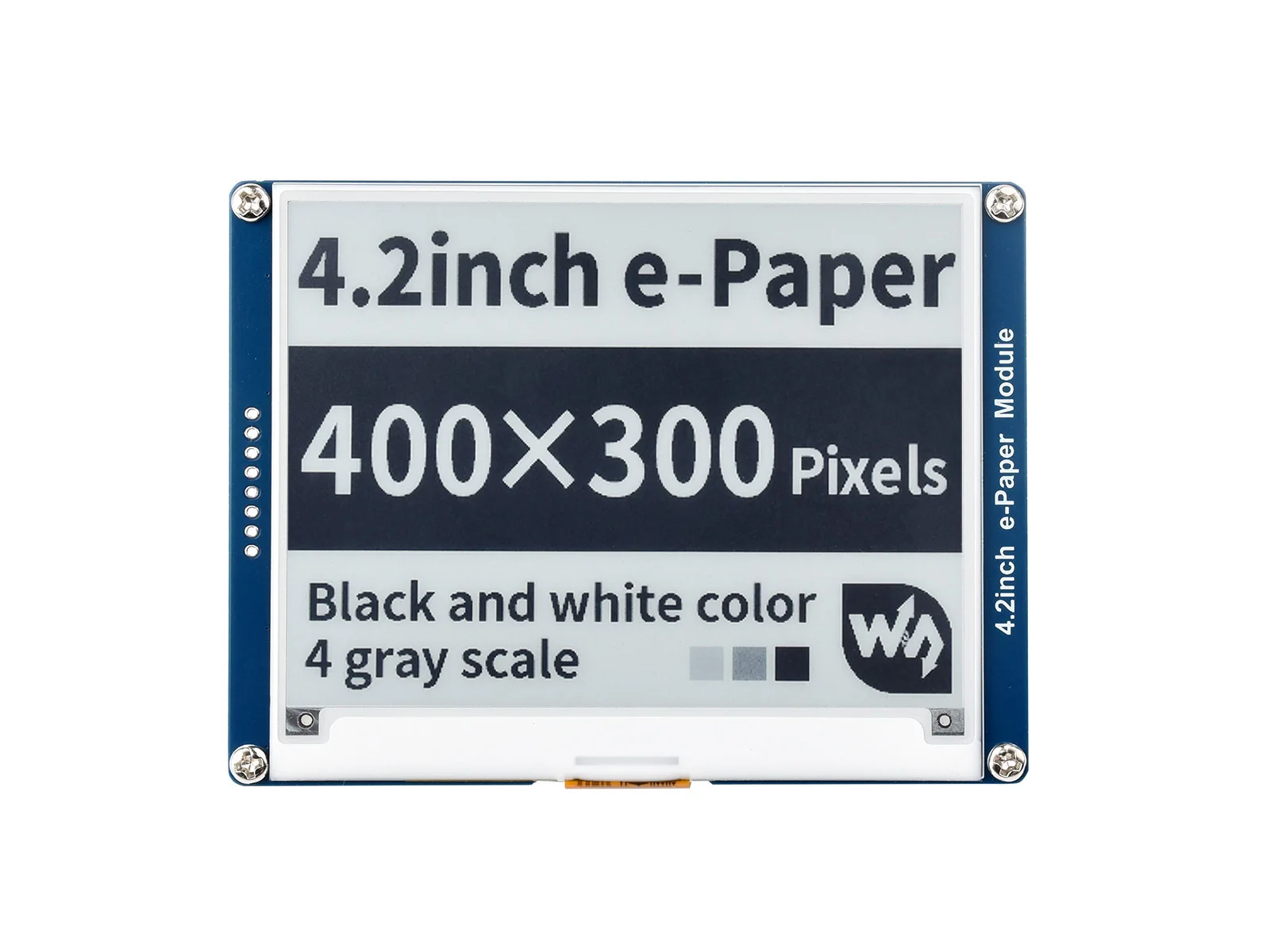 4.2inch e-Paper Module,400x300, 4.2inch E-Ink display module, SPI interface,low power, wide viewing angle, paper-like effect
4.2inch e-Paper Module,400x300, 4.2inch E-Ink display module, SPI interface,low power, wide viewing angle, paper-like effect