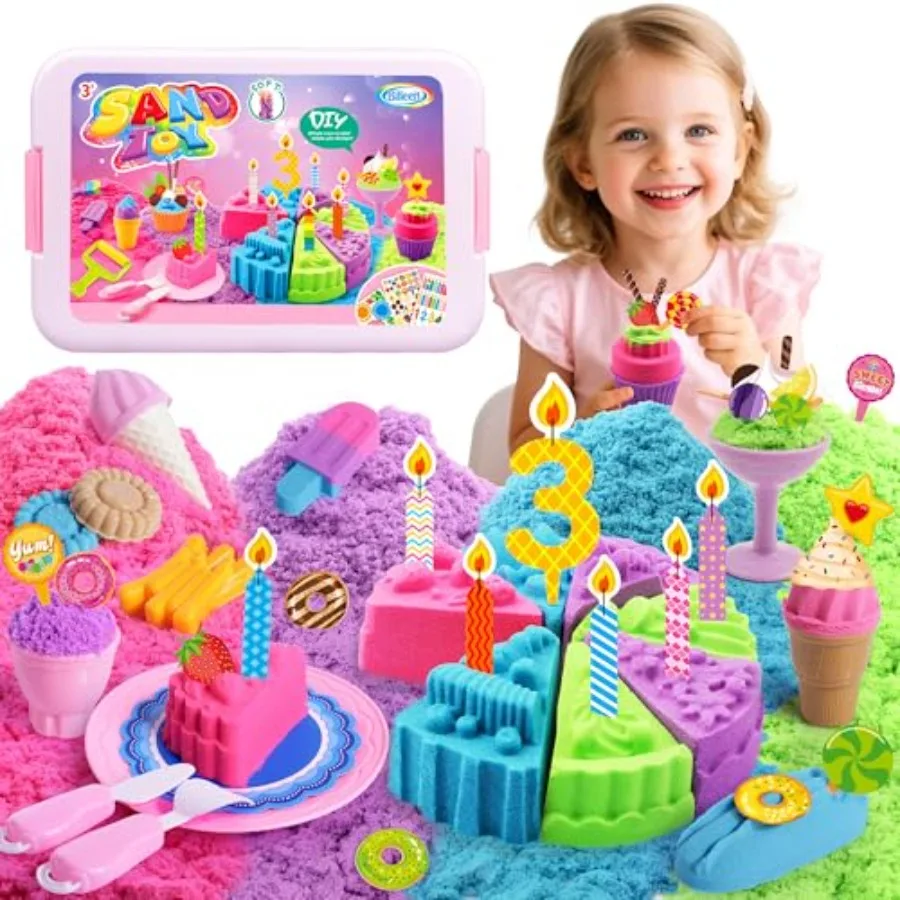 Sensory Play Sand Kit with Lid and 4 Color Moldable Sand 2.2lbs Includes 43pcs Molds and Tools Set for Toddlers Ages 3+ Fun Eas
Sensory Play Sand Kit with Lid and 4 Color Moldable Sand 2.2lbs Includes 43pcs Molds and Tools Set for Toddlers Ages 3+ Fun Eas