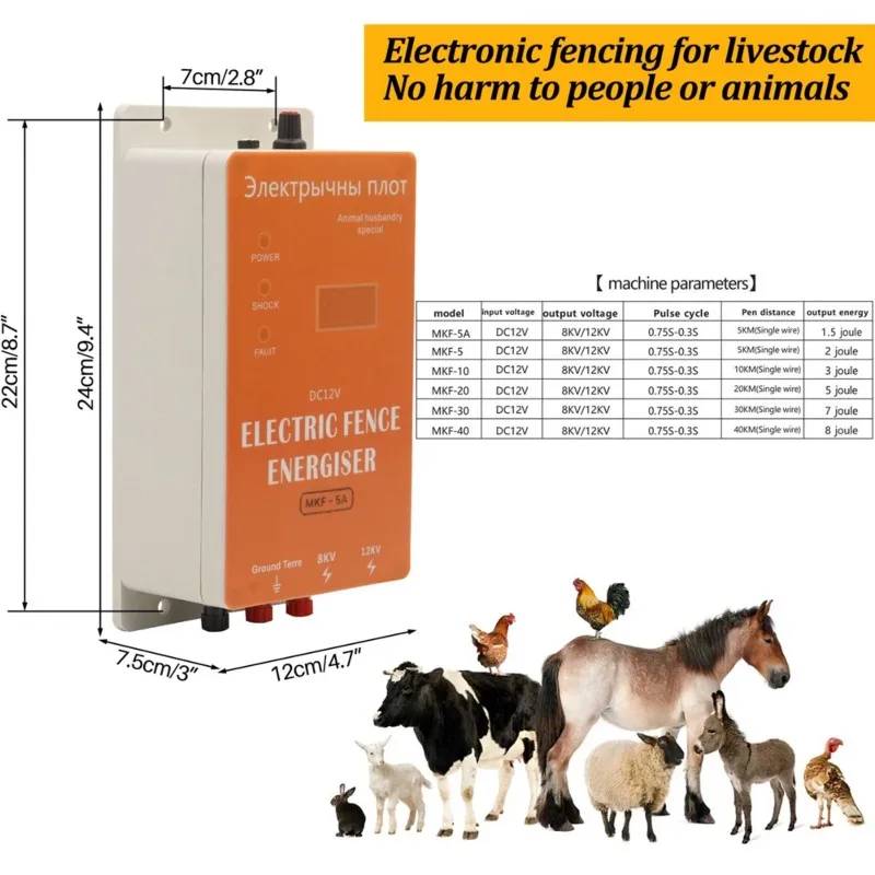 MCGS-Smart 12V Waterproof Electric Fence , Electric Fence Kit For Farm Animals, Poultry, Ranches And Gardens EU Plug
MCGS-Smart 12V Waterproof Electric Fence , Electric Fence Kit For Farm Animals, Poultry, Ranches And Gardens EU Plug