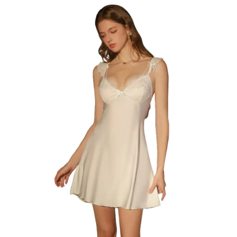 Elegant And Alluring Backless Mesh Lace-up Sexy Satin Lace Deep V Low-cut Camisole Nightdress For Women Home Wear Elegant RSJJ
Elegant And Alluring Backless Mesh Lace-up Sexy Satin Lace Deep V Low-cut Camisole Nightdress For Women Home Wear Elegant RSJJ