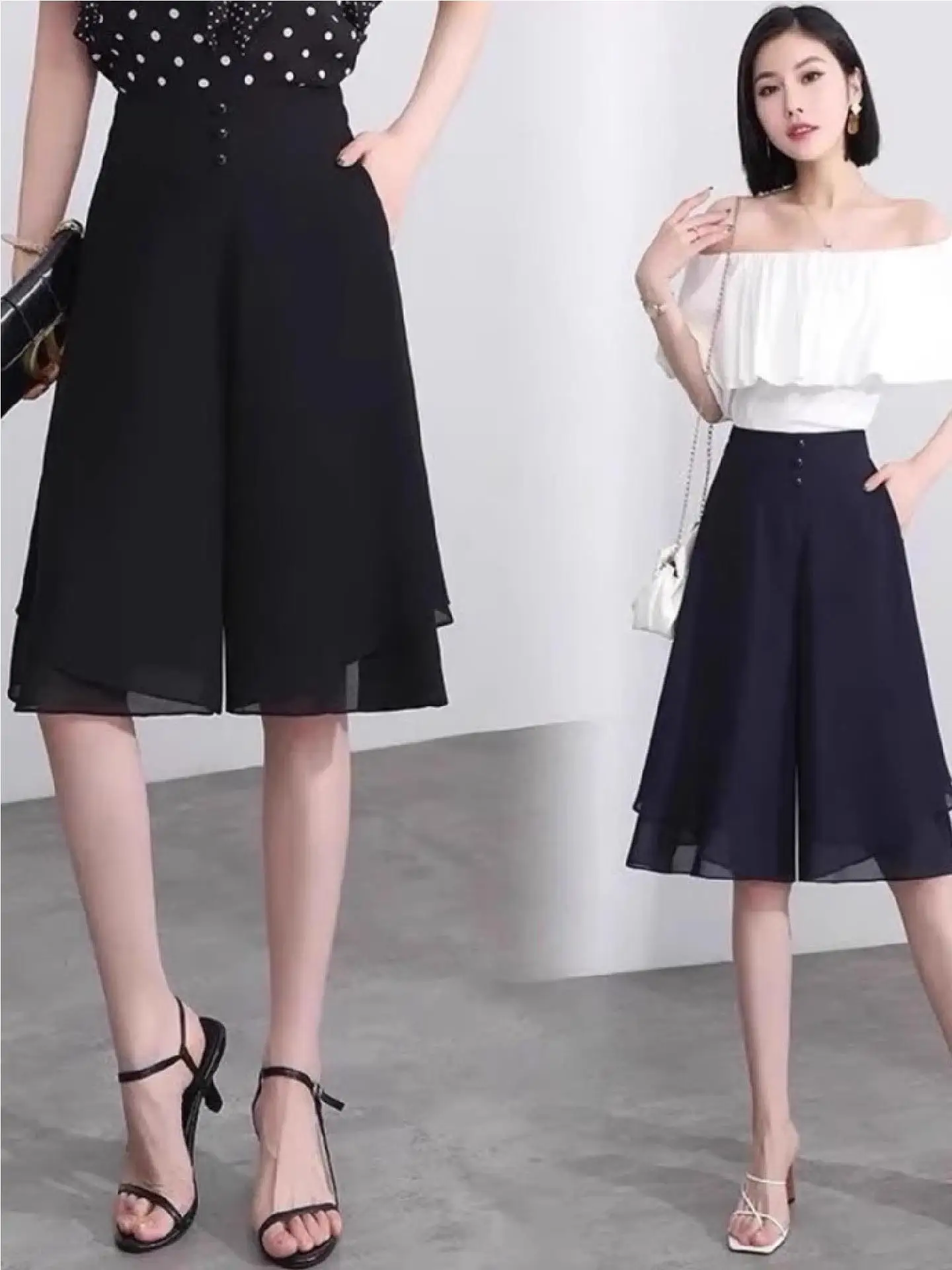 Silk Chiffon Wide Leg Pants Women's Summer Thin Loose Casual Trousers Mom Pants High Waist Elastic Waist Pocket Details
Silk Chiffon Wide Leg Pants Women's Summer Thin Loose Casual Trousers Mom Pants High Waist Elastic Waist Pocket Details