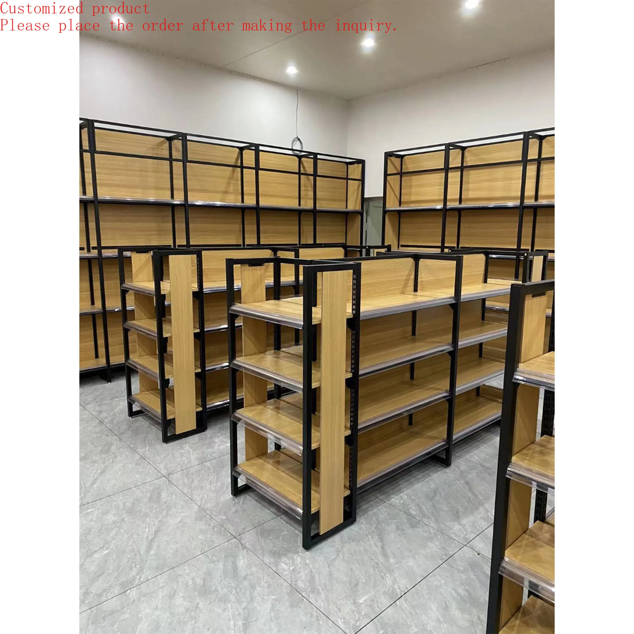 Custom.High Quality Steel Wood Supermarket Shelves Wooden Storage Shelves Gondola Supermarket Shelving
Custom.High Quality Steel Wood Supermarket Shelves Wooden Storage Shelves Gondola Supermarket Shelving