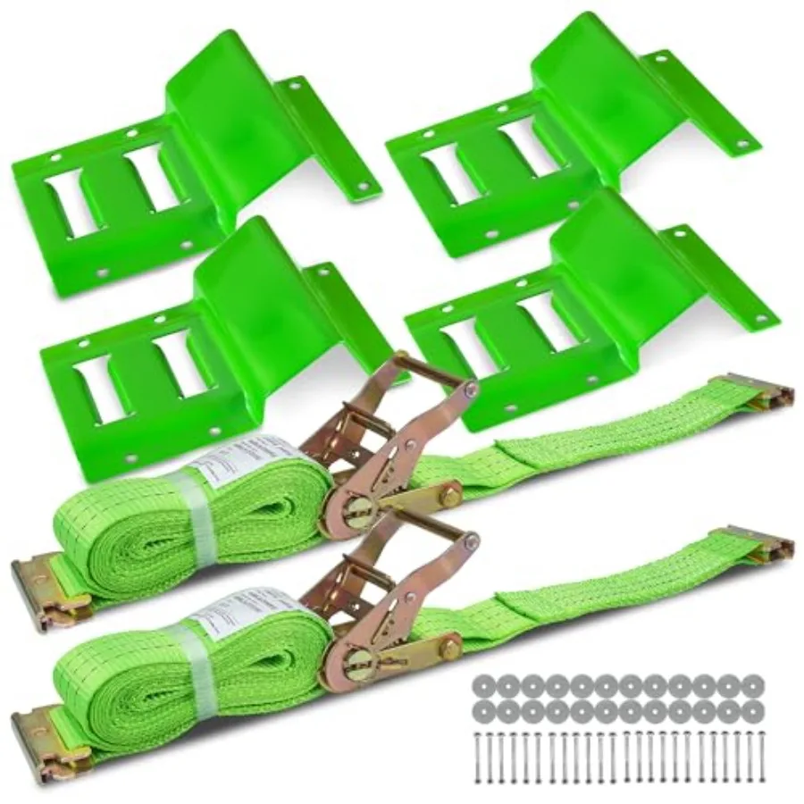 E Track Wheel Chock Tie Down Kit, 2in*15ft Heavy Duty Straps for Car Trailer UTV ATV, Ratchet Tie Downs With Tire Straps 2 Pack
E Track Wheel Chock Tie Down Kit, 2in*15ft Heavy Duty Straps for Car Trailer UTV ATV, Ratchet Tie Downs With Tire Straps 2 Pack