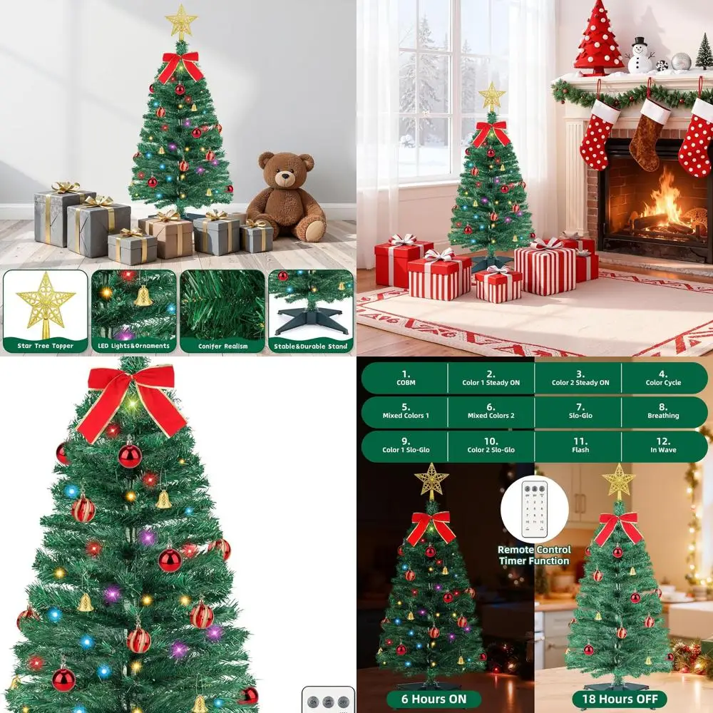 12-Mode Lighted 3ft Mini Christmas Tree with Timer & Ornaments for Home or Office Desk Decor
12-Mode Lighted 3ft Mini Christmas Tree with Timer & Ornaments for Home or Office Desk Decor