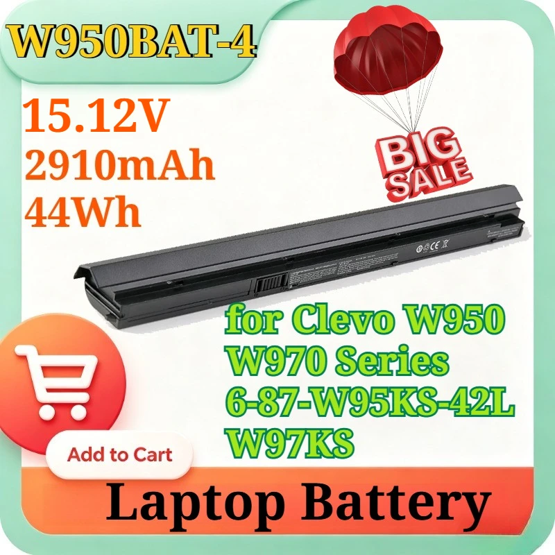 W950BAT-4 15.12V 2910mAh 44Wh Li-ion Replacement Laptop Battery for Clevo W950 W970 Series 6-87-W95KS-42L W97KS Notebook Battery
W950BAT-4 15.12V 2910mAh 44Wh Li-ion Replacement Laptop Battery for Clevo W950 W970 Series 6-87-W95KS-42L W97KS Notebook Battery