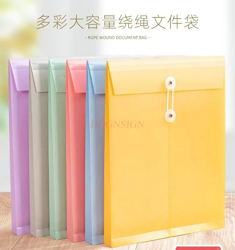10pcs A4 color file bag wrapped with rope file bag, large capacity waterproof material bag for students, paper storage bag
10pcs A4 color file bag wrapped with rope file bag, large capacity waterproof material bag for students, paper storage bag