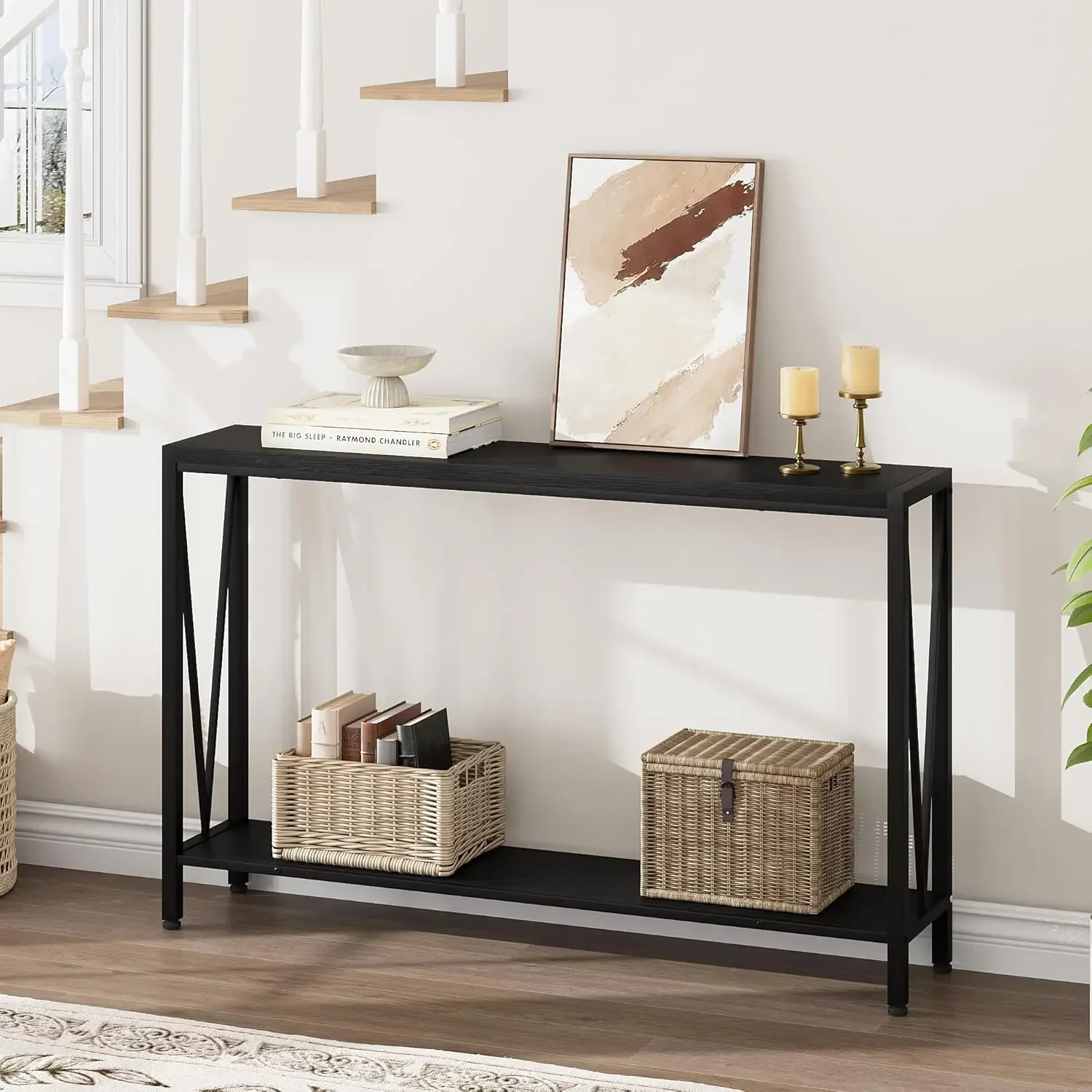 Console Table, 2-Tier Entryway Table with Storage, 43" Narrow Sofa Table with V Design, Industrial Console Table for Entryway
Console Table, 2-Tier Entryway Table with Storage, 43" Narrow Sofa Table with V Design, Industrial Console Table for Entryway