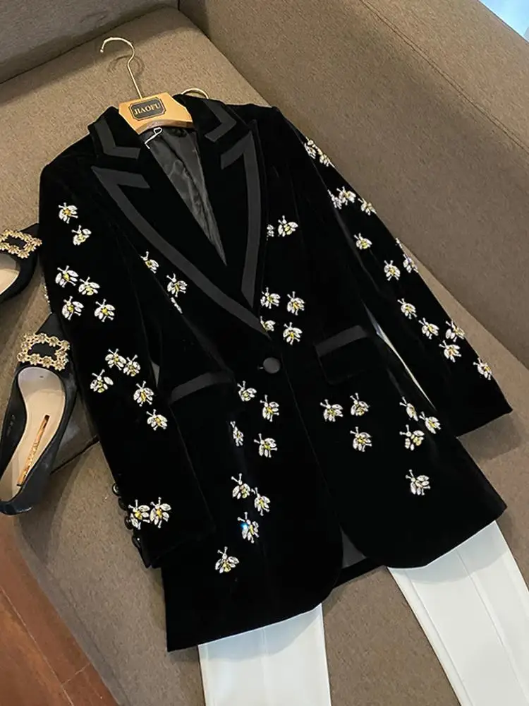 Бархатный костюм Ele Jaet 2025 New Sle, женское пальто Faion Commute Sle, длинное пальто с бриллиантами и пуговицами, длинное све
Бархатный костюм Ele Jaet 2025 New Sle, женское пальто Faion Commute Sle, длинное пальто с бриллиантами и пуговицами, длинное све