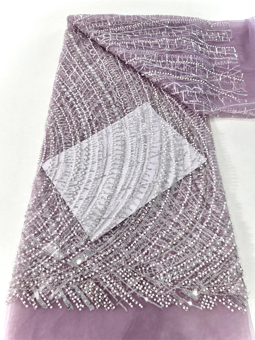 Latest African Sequins Lace Fabric 2025 High Quality Lace Embroidery Beaded Mesh Fabric 5 Yards For Women Wedding Party Dress
Latest African Sequins Lace Fabric 2025 High Quality Lace Embroidery Beaded Mesh Fabric 5 Yards For Women Wedding Party Dress
