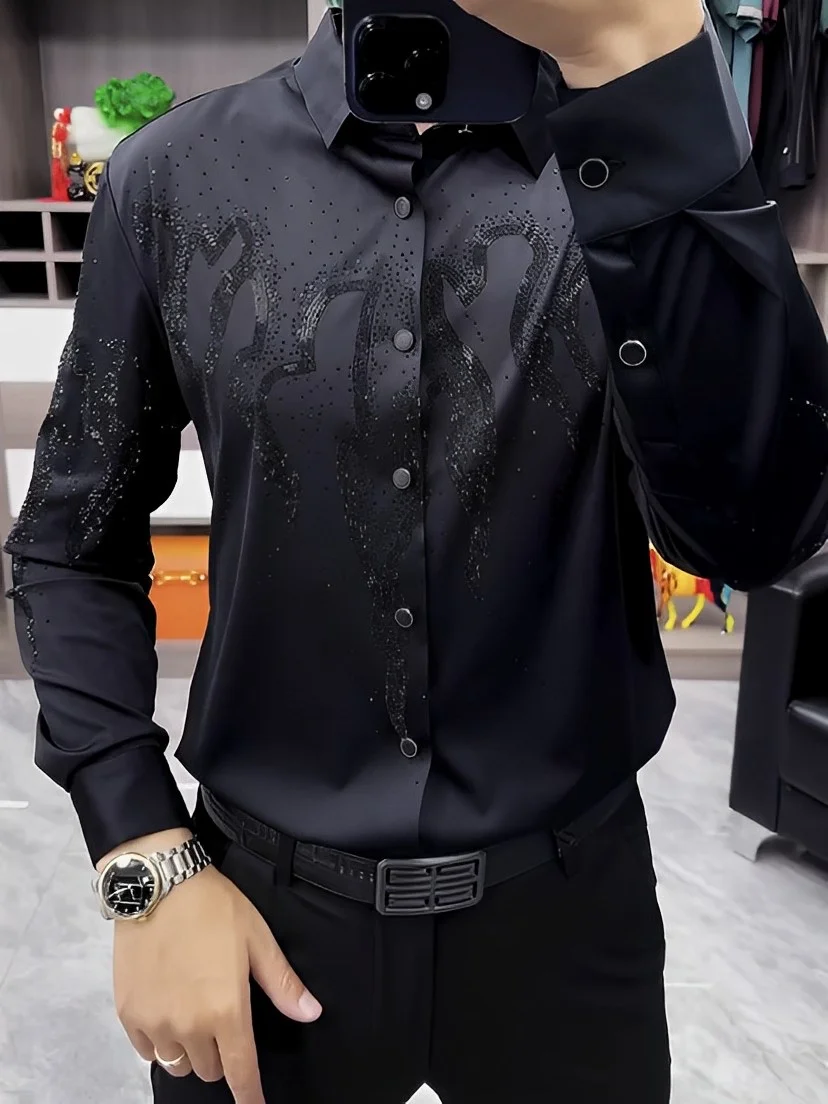 Men's Casual Bla irt Busin Faion Trend Autumn Top Stand Fit Long Sve Spring Autumn New Arrival
Men's Casual Bla irt Busin Faion Trend Autumn Top Stand Fit Long Sve Spring Autumn New Arrival