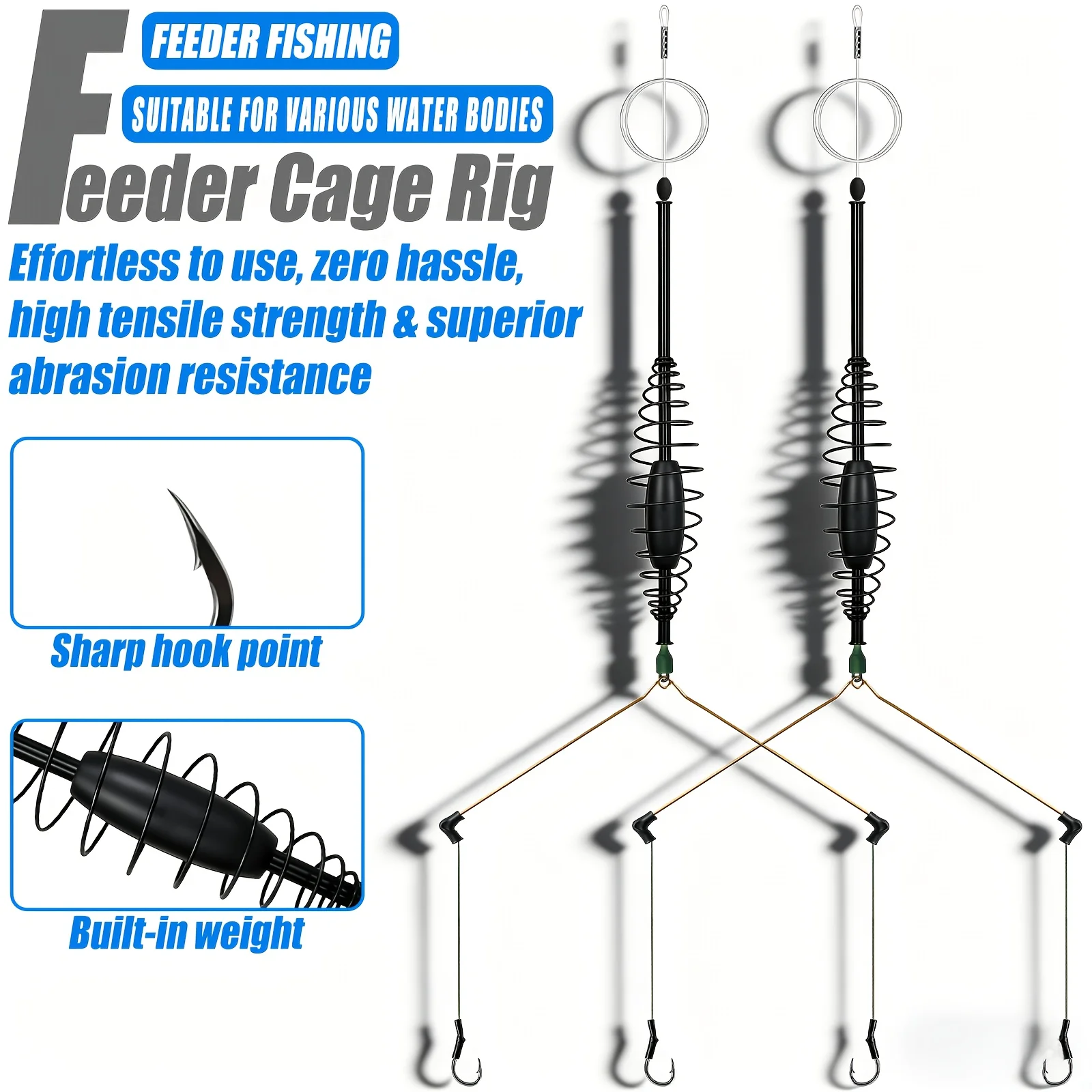 YOTO Carp Fishing Feeder Cage Rig Pre-tied Double Hook Bait Spring with Built-in Weight Tackle
YOTO Carp Fishing Feeder Cage Rig Pre-tied Double Hook Bait Spring with Built-in Weight Tackle