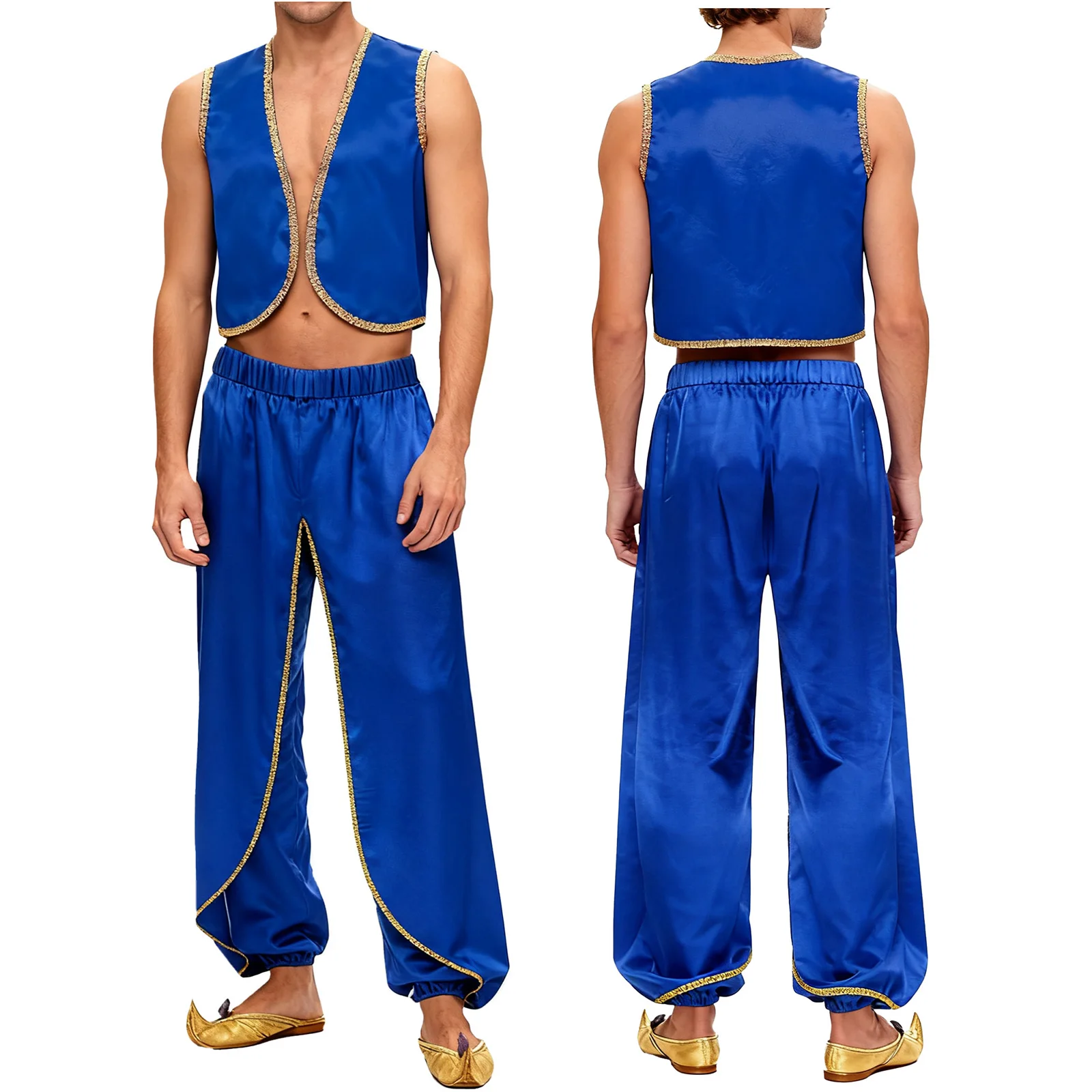 Men Mythical Prince Aladins Carnival Cosplay Outfit Halloween Party Arabian Prince Role Play Waistcoat Vest + Baggy Pants Sets
Men Mythical Prince Aladins Carnival Cosplay Outfit Halloween Party Arabian Prince Role Play Waistcoat Vest + Baggy Pants Sets