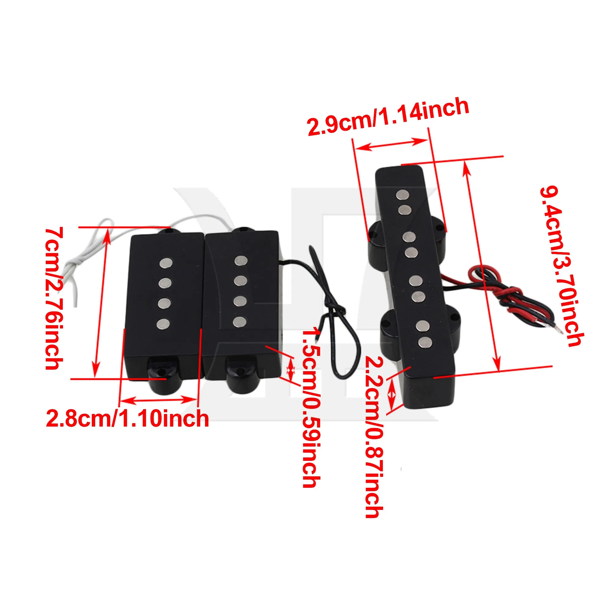 Yibuy 1 Set Bass Pickups, 4 String Bridge Neck Pickup And Bridge Pickup