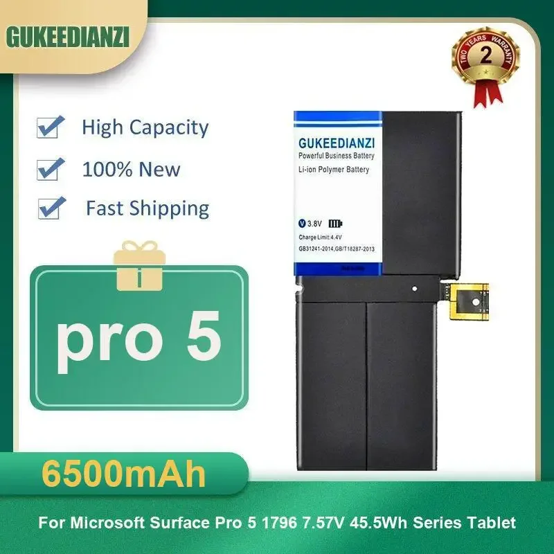 6500mAh pro 5 Tablet Battery For Microsoft Surface Pro 5 1796 Series Tablet High Capacity
6500mAh pro 5 Tablet Battery For Microsoft Surface Pro 5 1796 Series Tablet High Capacity