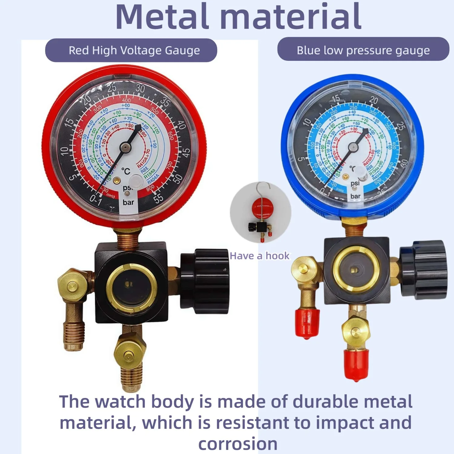 R410A/R22/R134A/R404A Набор манометров хладагента с смотровым стеклом, металлический диагностический инструмент переменного тока
R410A/R22/R134A/R404A Набор манометров хладагента с смотровым стеклом, металлический диагностический инструмент переменного тока