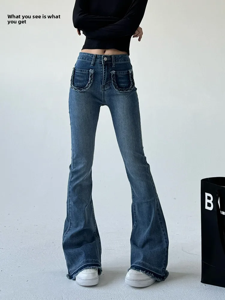 Ретро американские джинсы-колокольчики с высокой талией, женские зимние модные длинные брюки для похудения, хлопковые эластичные джинсовые брюки
Ретро американские джинсы-колокольчики с высокой талией, женские зимние модные длинные брюки для похудения, хлопковые эластичные джинсовые брюки