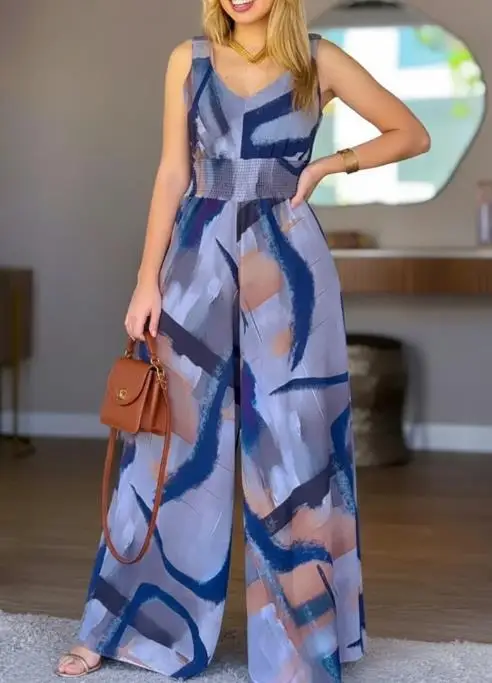 Women's Jumpsuit Summer Slim Fit New Abstract Oil Painting Print V-Neck High Waist Casual Simple Sleeveless Wide Leg Jumpsuit
Women's Jumpsuit Summer Slim Fit New Abstract Oil Painting Print V-Neck High Waist Casual Simple Sleeveless Wide Leg Jumpsuit