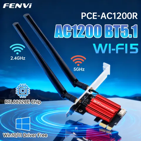 FENVI WiFi 5 RTL8822CE PCI-E ワイヤレスアダプター 1200Mbps Bluetooth 5.1 デュアルバンド 2.4G/5GHz 802.11AC WiFi カード PC Win 10/11 用