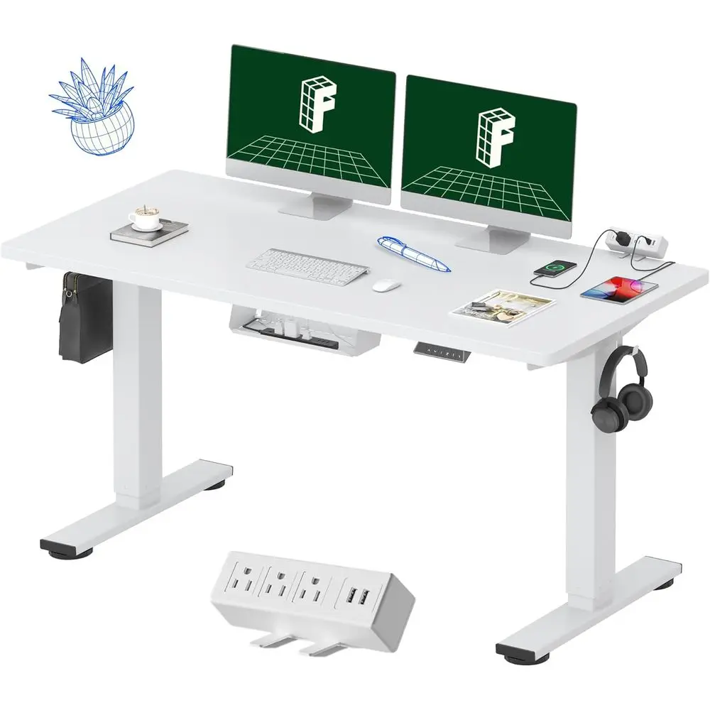 Electric Height-Adjustable Standing Desk, 55 x 28 with Clamp Power Strip and Cable Management - White Top
Electric Height-Adjustable Standing Desk, 55 x 28 with Clamp Power Strip and Cable Management - White Top