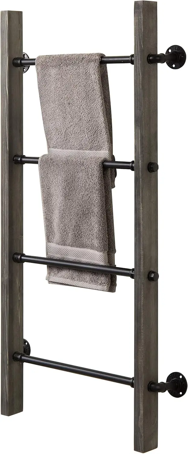 Wall Mounted Blanket Ladder Farmhouse Gray Wood and Industrial Metal Pipe Towel Hanging Rack
Wall Mounted Blanket Ladder Farmhouse Gray Wood and Industrial Metal Pipe Towel Hanging Rack
