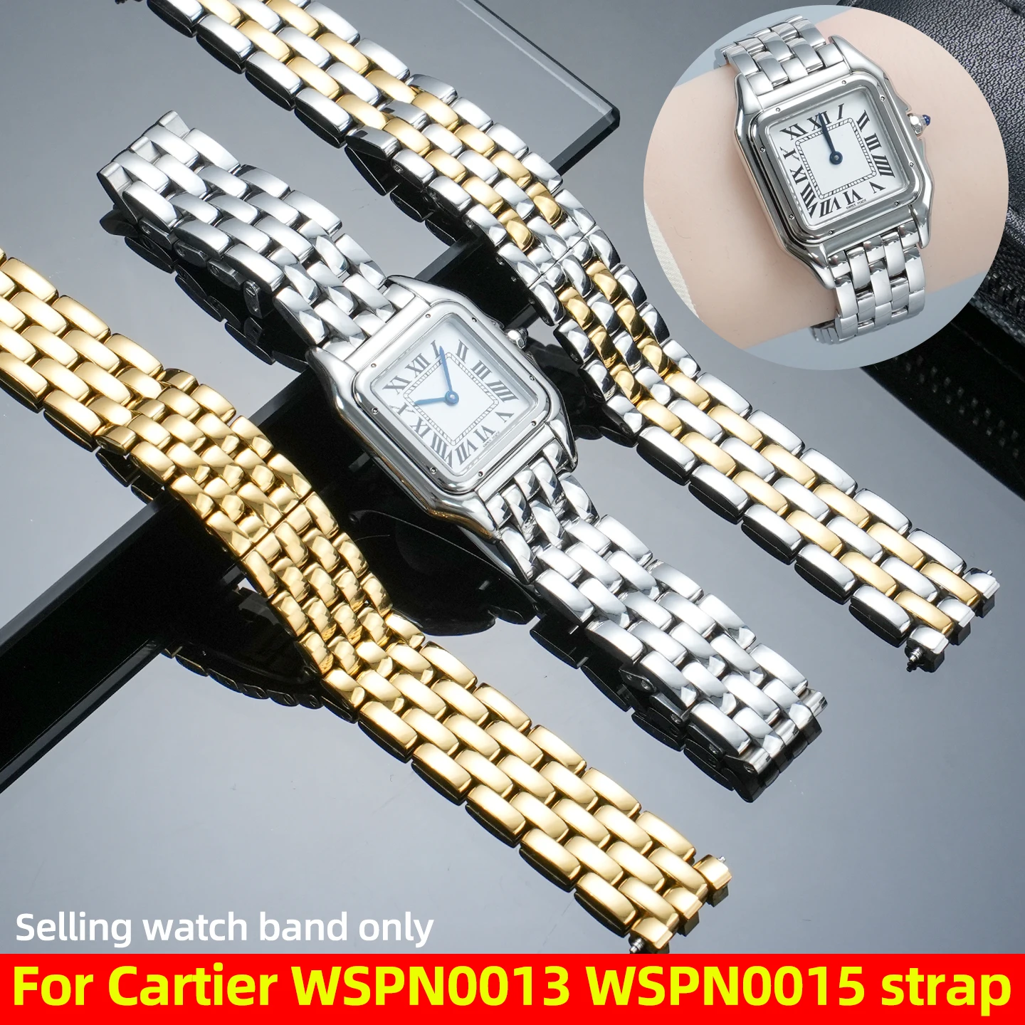 Роскошный сменный ремешок для часов Cartier Panthère WSPN0013 WSPN0015 WSPN0012, женский ремешок для часов из нержавеющей стали, 12 мм, 15 мм, 18 мм
Роскошный сменный ремешок для часов Cartier Panthère WSPN0013 WSPN0015 WSPN0012, женский ремешок для часов из нержавеющей стали, 12 мм, 15 мм, 18 мм