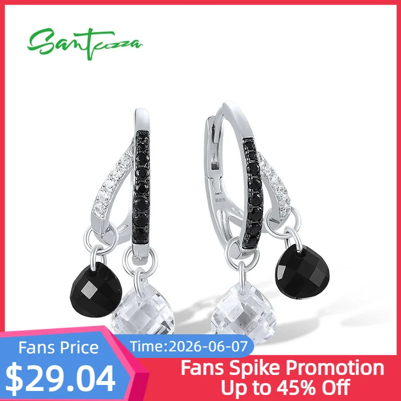 SANTUZZA Real 925 Sterling Silver Loop Earrings For Women Sparkling White CZ Black Spinel Dangling Trendy Party Fine Jewelry
SANTUZZA Real 925 Sterling Silver Loop Earrings For Women Sparkling White CZ Black Spinel Dangling Trendy Party Fine Jewelry