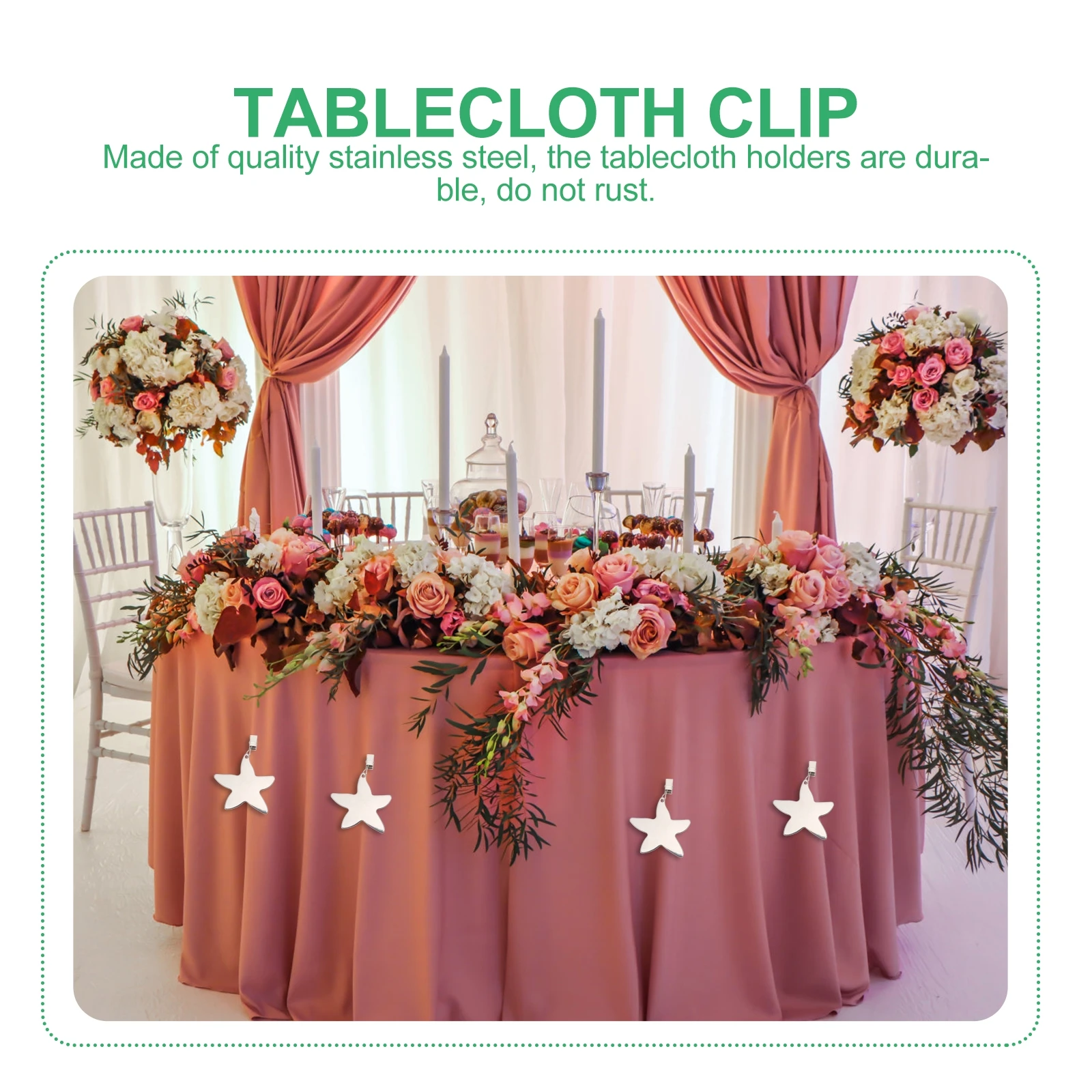 4 pcs Tablecloth Clips Stainless Steel Outdoor Indoor Windproof for Picnic Banquet Wedding Home Use Modern Design Table
4 pcs Tablecloth Clips Stainless Steel Outdoor Indoor Windproof for Picnic Banquet Wedding Home Use Modern Design Table