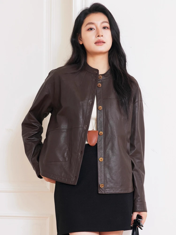 Vintage Short Genuine Leather Jackets for Women Spring Autumn 2026 New Thin Simple Stand Collar Solid Soft Real Sheepskin Coat
Vintage Short Genuine Leather Jackets for Women Spring Autumn 2026 New Thin Simple Stand Collar Solid Soft Real Sheepskin Coat