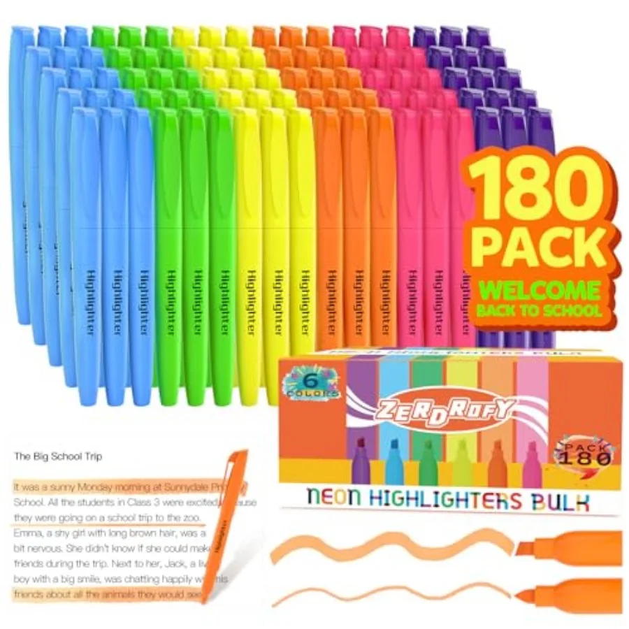80 Count Highlighters Assorted Colors Bulk - No Bleed Dry-Quickly Chisel Tip 6 Colors Highlighter Markers Set for Adults, Class
80 Count Highlighters Assorted Colors Bulk - No Bleed Dry-Quickly Chisel Tip 6 Colors Highlighter Markers Set for Adults, Class