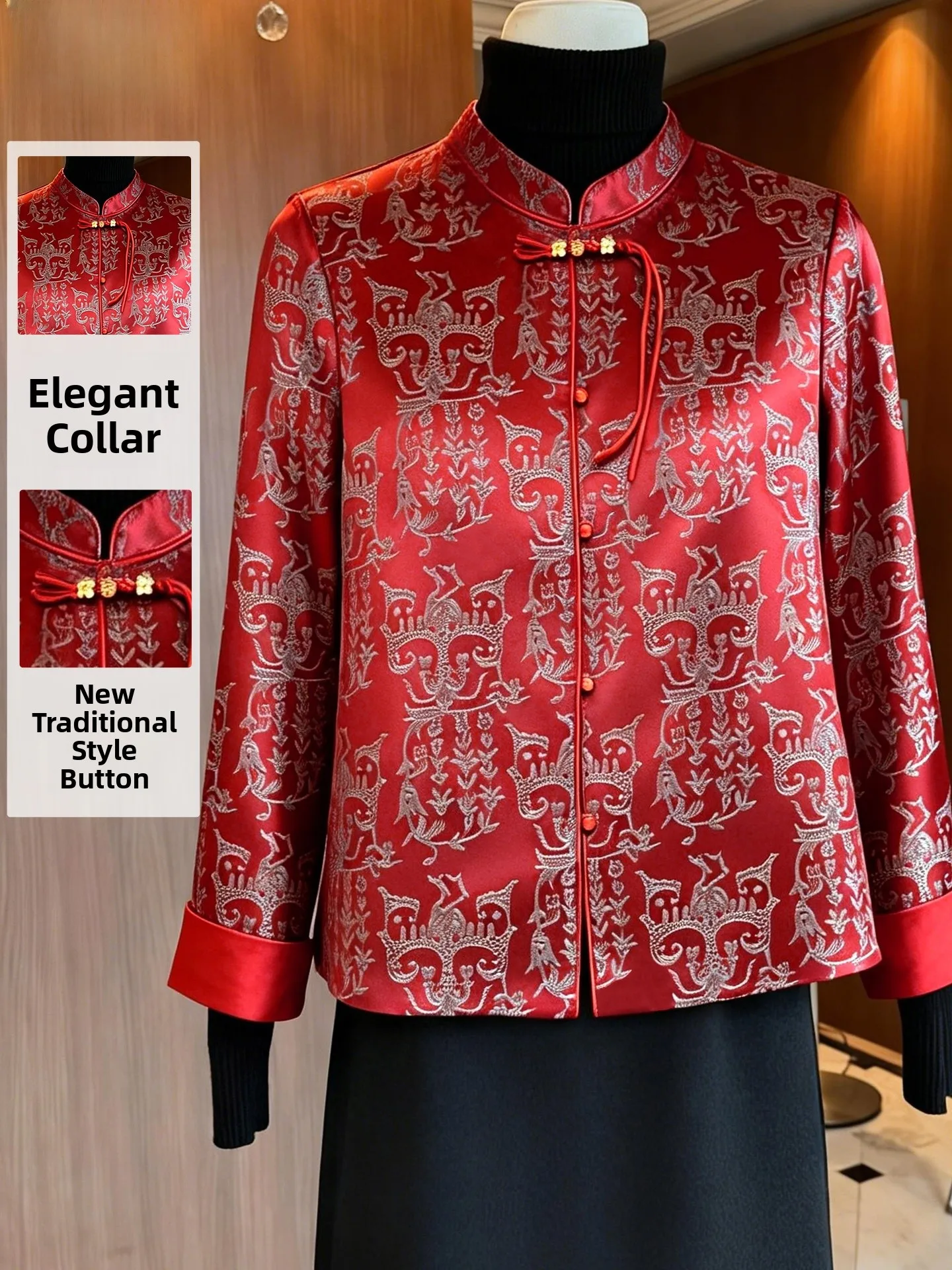 Chic Chinese Style Wedding Guest Coat for Middle-Aged And Elderly Women Spring Autumn Seasonal Fashionable Outerwear
Chic Chinese Style Wedding Guest Coat for Middle-Aged And Elderly Women Spring Autumn Seasonal Fashionable Outerwear