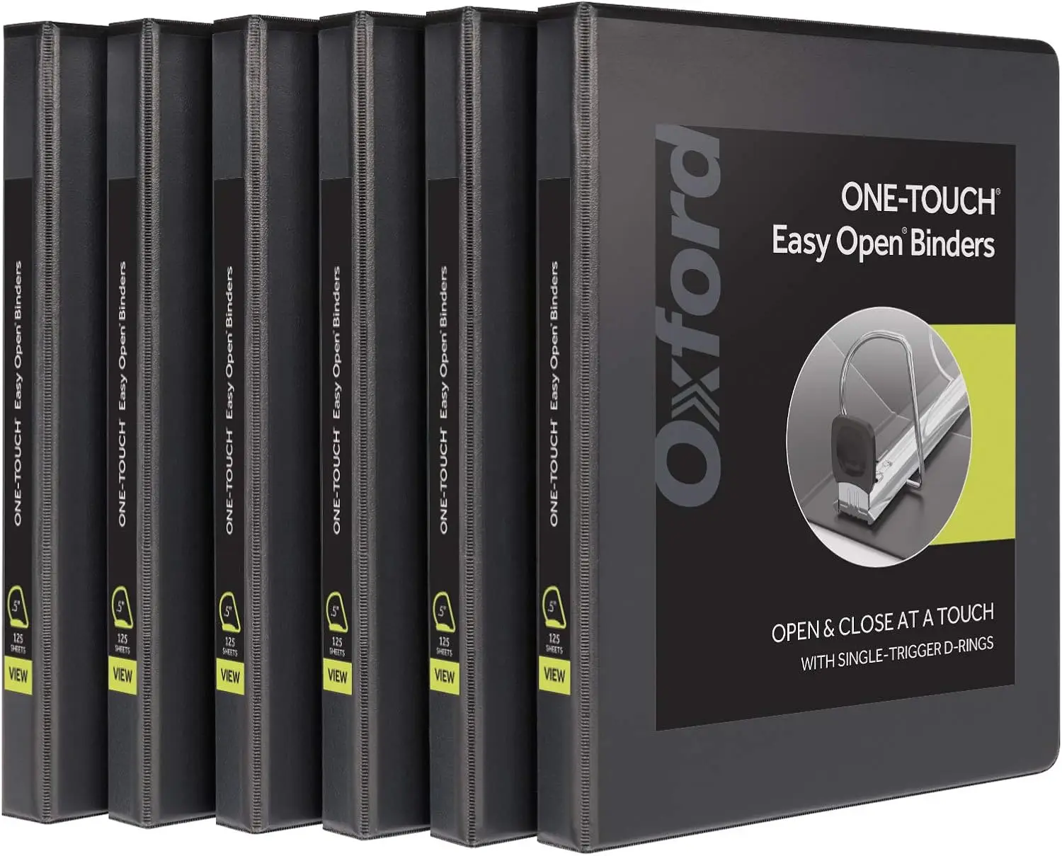 0.5" D-Ring Binder, Easy Open, Holds 125 Sheets, 6 Pack
0.5" D-Ring Binder, Easy Open, Holds 125 Sheets, 6 Pack